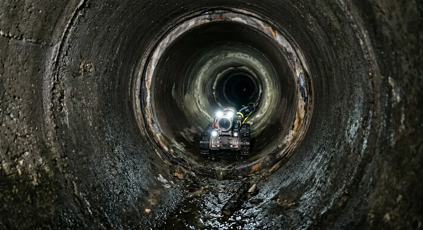 Robotic sewer camera inspecting pipe interior for Sewer Line Repair in Lakeport